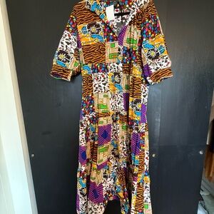 Multicolor Patterned Women's Dress